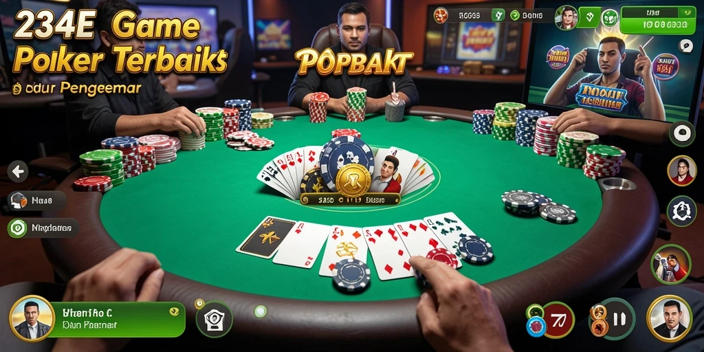 Screenshot utama 234E menampilkan aksi seru permainan Poker.