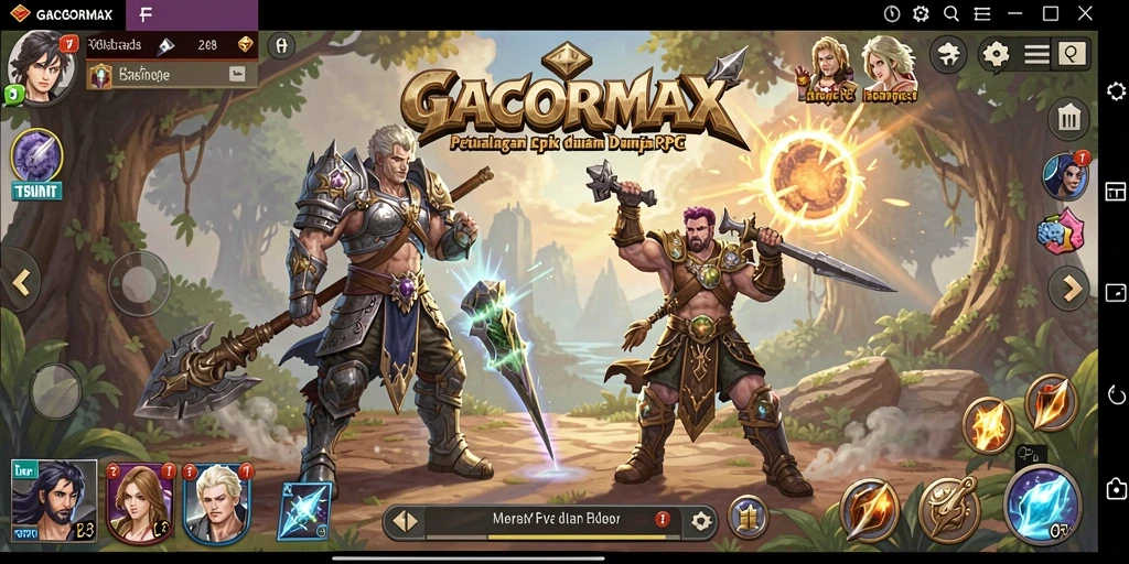 Screenshot GACORMAX menampilkan aksi pertempuran seru dalam RPG.