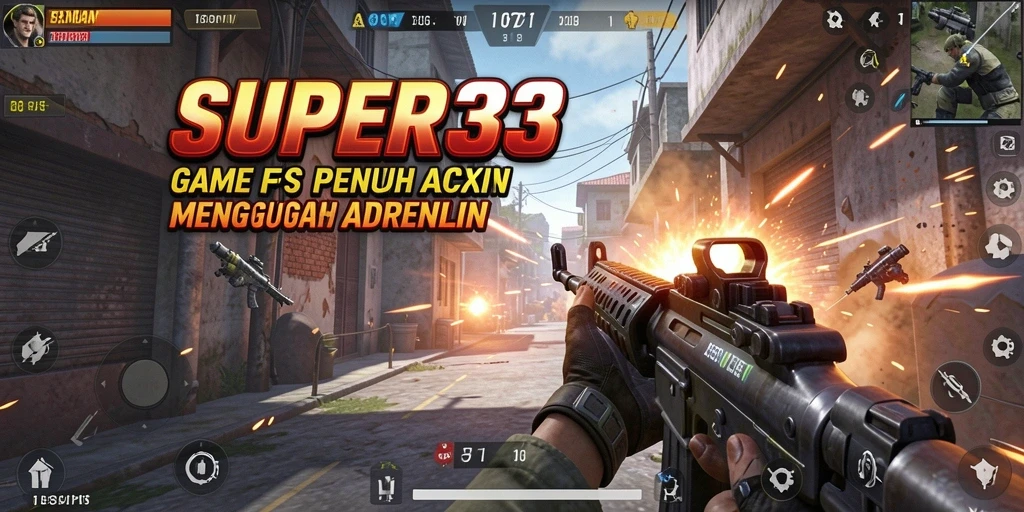 Gameplay seru dan menegangkan dalam SUPER33, penuh aksi FPS.