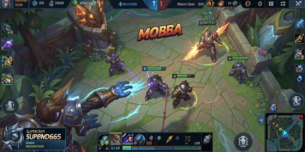 Tampilan gameplay seru dari SUPERWD666 dalam arena MOBA.