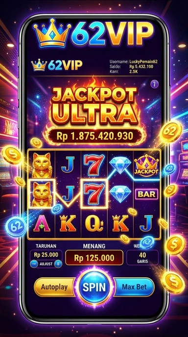 Tampilan aplikasi 62vip yang sederhana dan mudah digunakan.